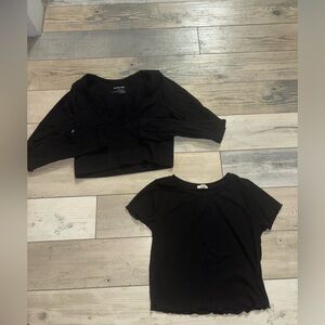 Garage black t shirt and long sleeve crop top bundle both size M